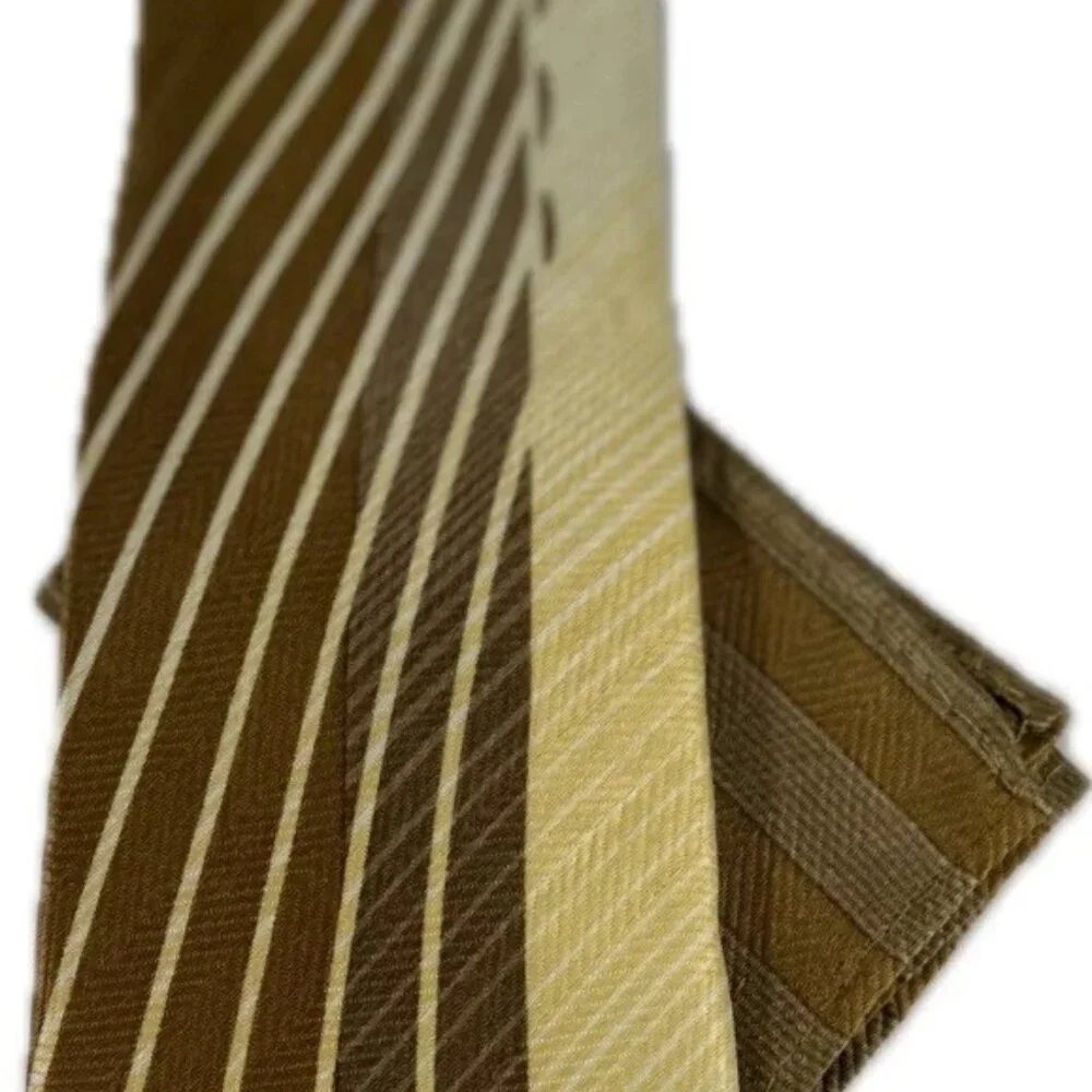 Boy's Clip-on Tie Hanky Set Gold Yellow Mustard 100% Polyester 9.5